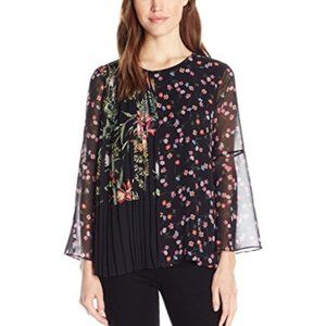 FRENCH CONNECTION FLORAL PLEATED TOP